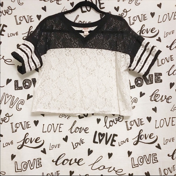 Mossimo Lace Crop Tee L - Picture 6 of 9